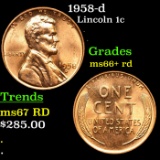 1958-d Lincoln Cent 1c Grades GEM++ RD