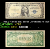 1935A $1 Blue Seal Silver Certificate Fr-1608 Grades vf+