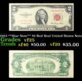 1953 **Star Note** $2 Red Seal United States Note Grades vf+