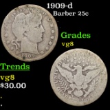 1909-d Barber Quarter 25c Grades vg, very good