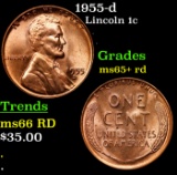 1955-d Lincoln Cent 1c Grades Gem+ Unc RD