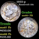 1955-p Roosevelt Dime 10c Grades Gem++ Full Bands