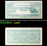 1944 Myanmar (Japanese WWII Occupation) 100 Rupees Banknote P#?17 Grades Select CU