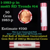 Shotgun Lincoln 1c roll, 1983-p 50 pcs Brandt 50c Wrapper.