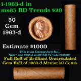 Shotgun Lincoln 1c roll, 1963-d 50 pcs Brandt Wrapper.