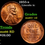 1955-s Lincoln Cent 1c Grades Gem+ Unc RD