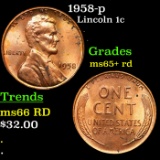 1958-p Lincoln Cent 1c Grades Gem+ Unc RD