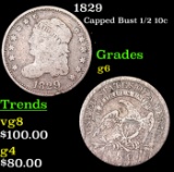 1829 Capped Bust Half Dime 1/2 10c Grades g+