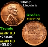 1955-p Lincoln Cent 1c Grades GEM++ RD
