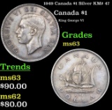 1949 Canada $1 Silver KM# 47 Grades Select Unc