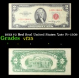 1953 $2 Red Seal United States Note Fr-1509 Grades vf+