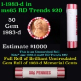 Shotgun Lincoln 1c roll, 1983-d 50 pcs Brandt 50c Wrapper.