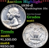 ***Auction Highlight*** 1936-d Washington Quarter 25c Graded ms65 By SEGS (fc)
