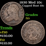 1830 Med 10c Capped Bust Dime 10c Grades f+