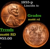 1955-p Lincoln Cent 1c Grades GEM+ Unc RD