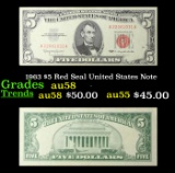 1963 $5 Red Seal United States Note Grades Choice AU/BU Slider
