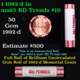 Shotgun Lincoln 1c roll, 1992-d 50 pcs Brandt 50c Wrapper.