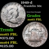 1949-d Franklin Half Dollar 50c Grades GEM FBL