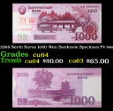 2008 North Korea 1000 Won Banknote Specimen P# 64s Grades Choice CU