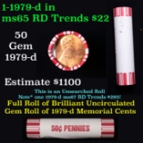 Shotgun Lincoln 1c roll, 1979-d 50 pcs Brandt 50c Wrapper.