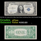 Full Set of 9 1935-A-H $1 Blue Seal Notes Inclduing Rare 1935 Double Date Grades XF/AU
