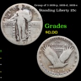 Group of 3 1929-p, 1928-d, 1928-s Standing Liberty Quarter 25c