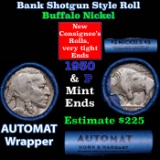 Buffalo Nickel Shotgun Roll in Old Bank Style 'Abbott Coin Counter AutoMat' Wrapper 1930 & p Mint En