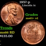 1957-p Lincoln Cent 1c Grades Gem+ Unc RD
