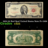 1953 $2 Red Seal United States Note Fr-1509 Grades vf+