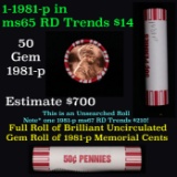 Shotgun Lincoln 1c roll, 1981-p 50 pcs Brandt 50c Wrapper.