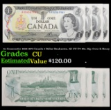 4x Consecutive 1969-1975 Canada 1 Dollar Banknotes, All CU! P# 85c, Sig. Crow & Bouey Grades CU