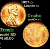 1957-p Lincoln Cent 1c Grades Gem+ Unc RD