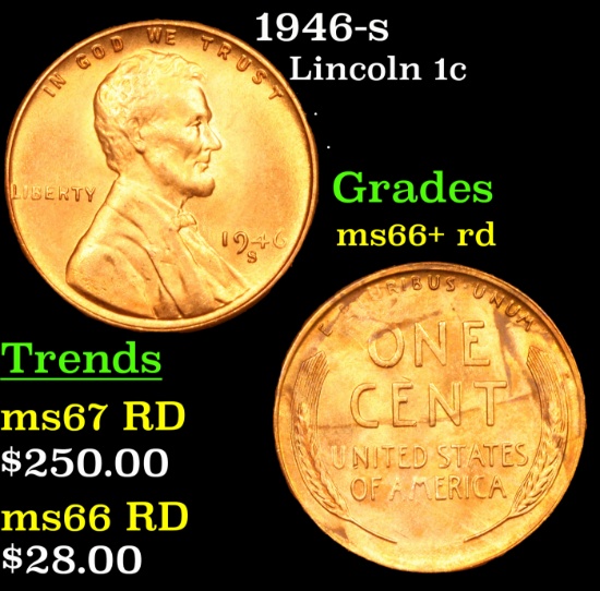 1946-s Lincoln Cent 1c Grades GEM++ RD