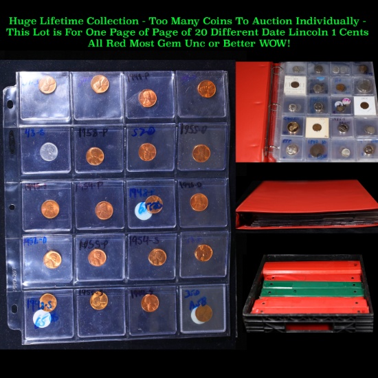 Page of 20 Different Date Lincoln 1 Cents All Red Most Gem Unc or Better WOW!