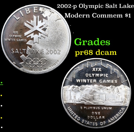 Proof 2002-p Olympic Salt Lake Modern Commem Dollar $1 Grades GEM++ Proof Deep Cameo
