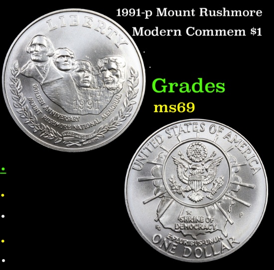 1991-p Mount Rushmore Modern Commem Dollar $1 Grades ms69