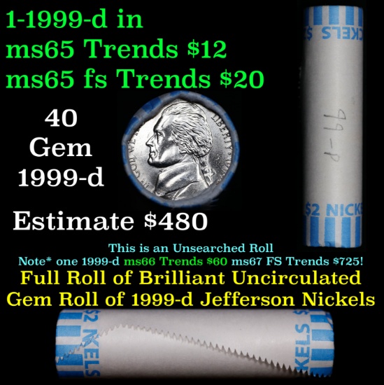 Shotgun Jefferson 5c roll, 1999-p 40 pcs Bank Wrapper
