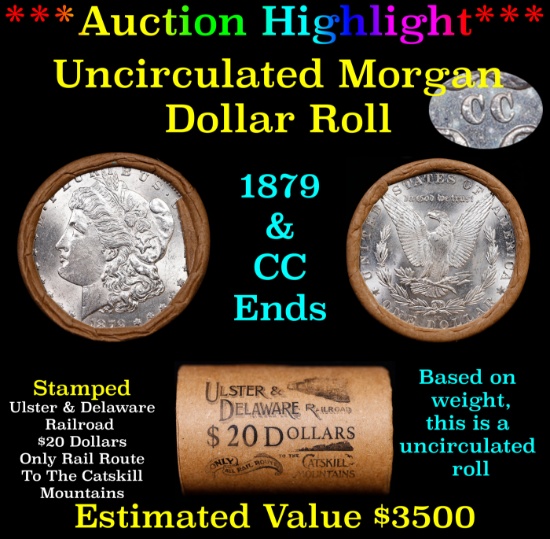 ***Auction Highlight*** 1879 & CC Uncirculated Morgan Dollar Shotgun Roll (fc)