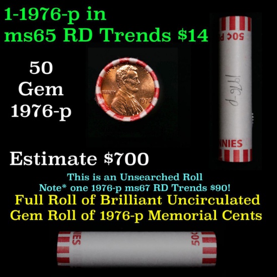 Shotgun Lincoln 1c roll, 1976-p 50 pcs Bank Wrapper.