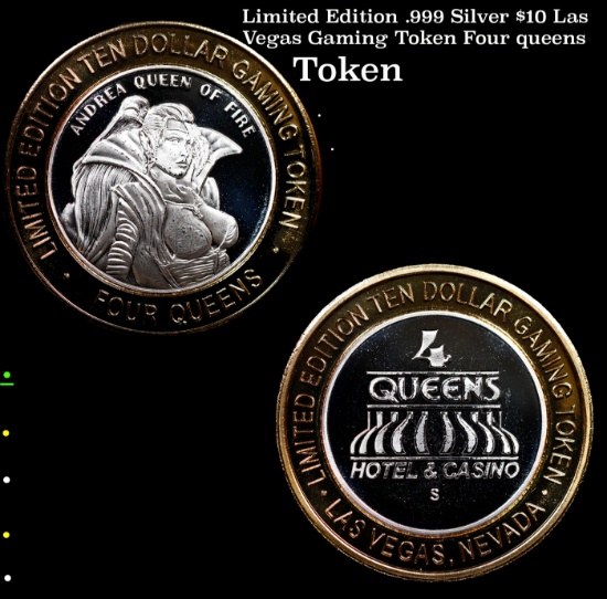 Limited Edition .999 Silver $10 Las Vegas Gaming Token Four queens