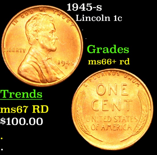 1945-s Lincoln Cent 1c Grades GEM++ RD