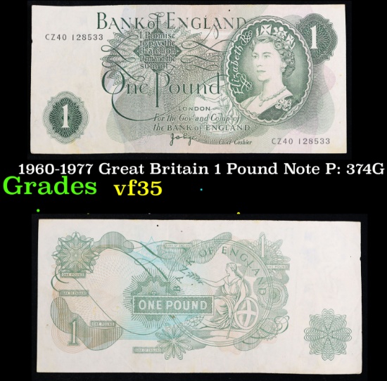 1960-1977 Great Britain 1 Pound Note P: 374G Grades vf++