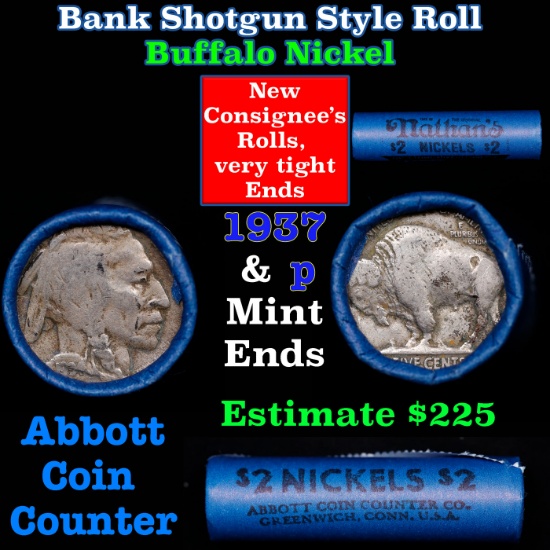 Buffalo Nickel Shotgun Roll in Old Bank Style 'Bell Telephone'  Wrapper 1934 &p Mint Ends