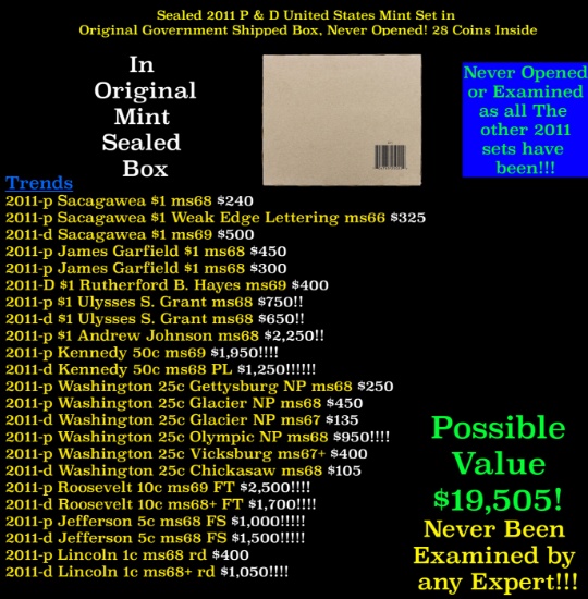 Sealed 2011 United States Mint Set in Original Government Shipped Box, Never Opened! 22 Coins Inside