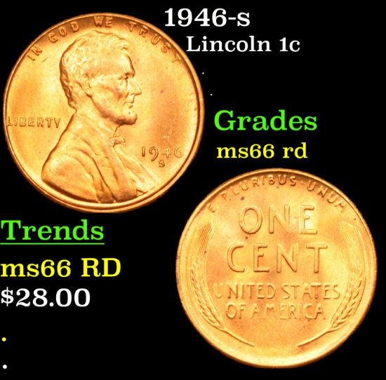 1946-s Lincoln Cent 1c Grades GEM+ Unc RD