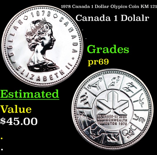 Proof 1978 Canada 1 Dollar Olypics Coin KM: 121 Grades GEM++ Proof
