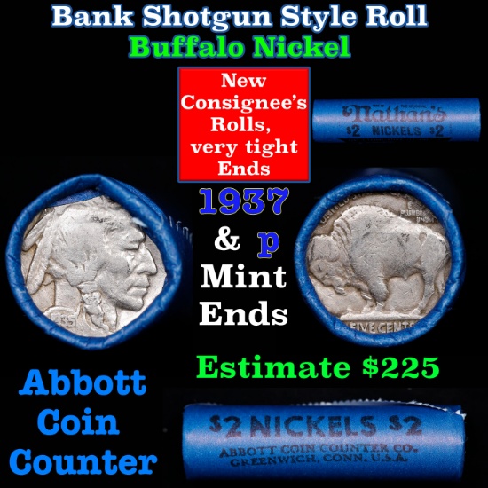 Buffalo Nickel Shotgun Roll in Old Bank Style 'Bell Telephone'  Wrapper 1935 &p Mint Ends
