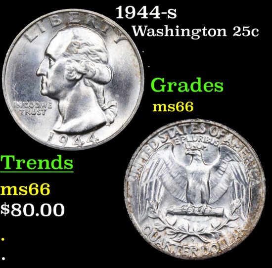 1944-s Washington Quarter 25c Grades GEM+ Unc