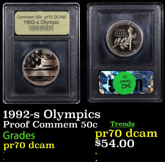 Proof 1992-s Olympics Modern Commem Half Dollar 50c Graded GEM++ Proof Deep Cameo BY USCG