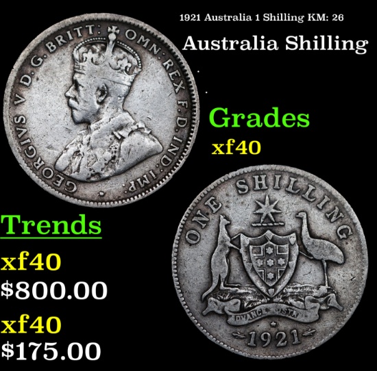 1921 Australia 1 Shilling KM: 26 Grades xf